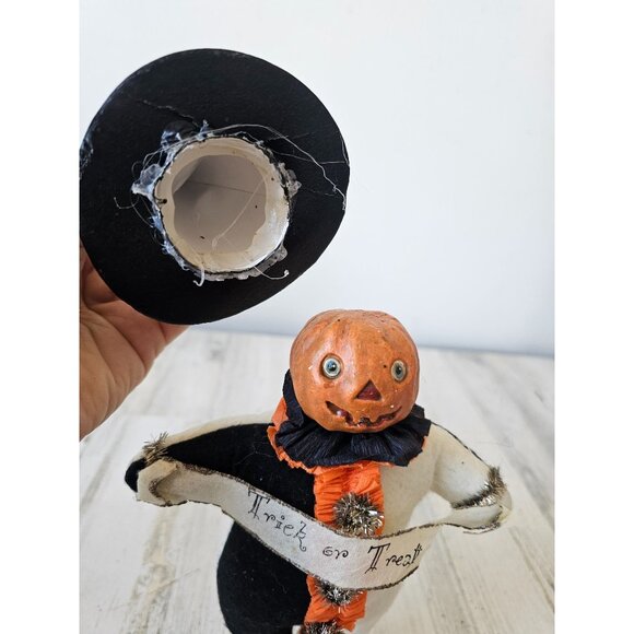 Bethany lowe pumpkin witch trick or treat statue RARE figurine plush shabby chic - Picture 7 of 9